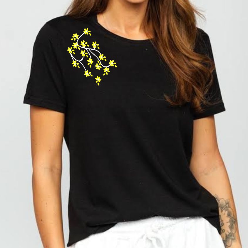 sunflower sided on 1 shoulder printed tshirts for girls and women in 2024 summer collection
