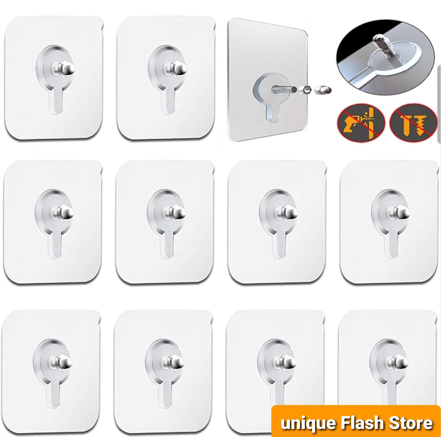 Pack of 2 5 10 20  Pcs Self Adhesive Screw Hook
Stickers Heavy Duty Drill and Nail Free Sticky Suction Cup
Wall Hanging Hooks Transparent Punch Free No Scratch
Strong Ceiling Hanger Hook Sticker piece Excellent