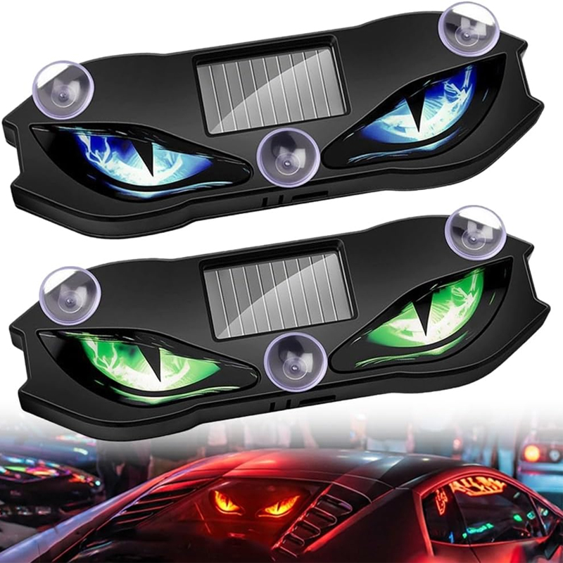 Solar Power Car Demon Eye Light Rechargeable Car Window Light Cool Flashing Warning Light Dynamic Safety Vehicle Signal Lights