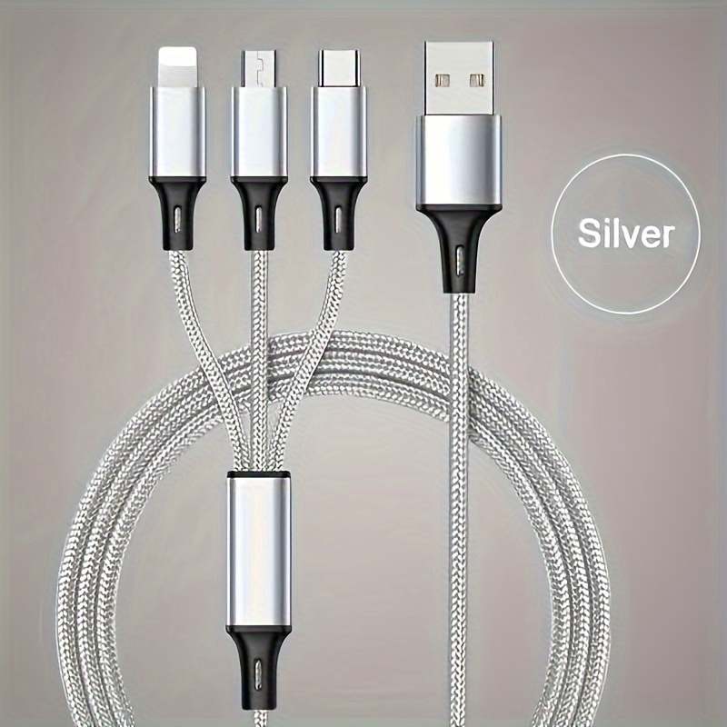 3 in 1 120W Type C Micro USB Data Cable Fast Charging Liquid Silicon Universal for All Smartphones 1.2m