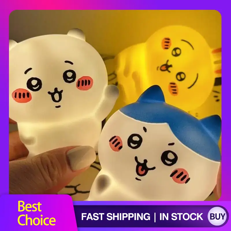 Anime Kawaii Night light Bedroom Desktop Decoration Hachiware Usagi Cartoon Vinyl Doll Night Light Luminous Toy Surprise 
