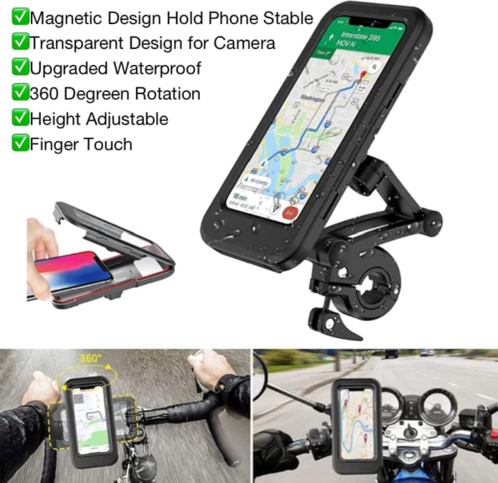 360° Rotating Bike & Motorcycle Phone Holder Adjustable Mobile Mount Touch Friendly Design for Maps & Navigation