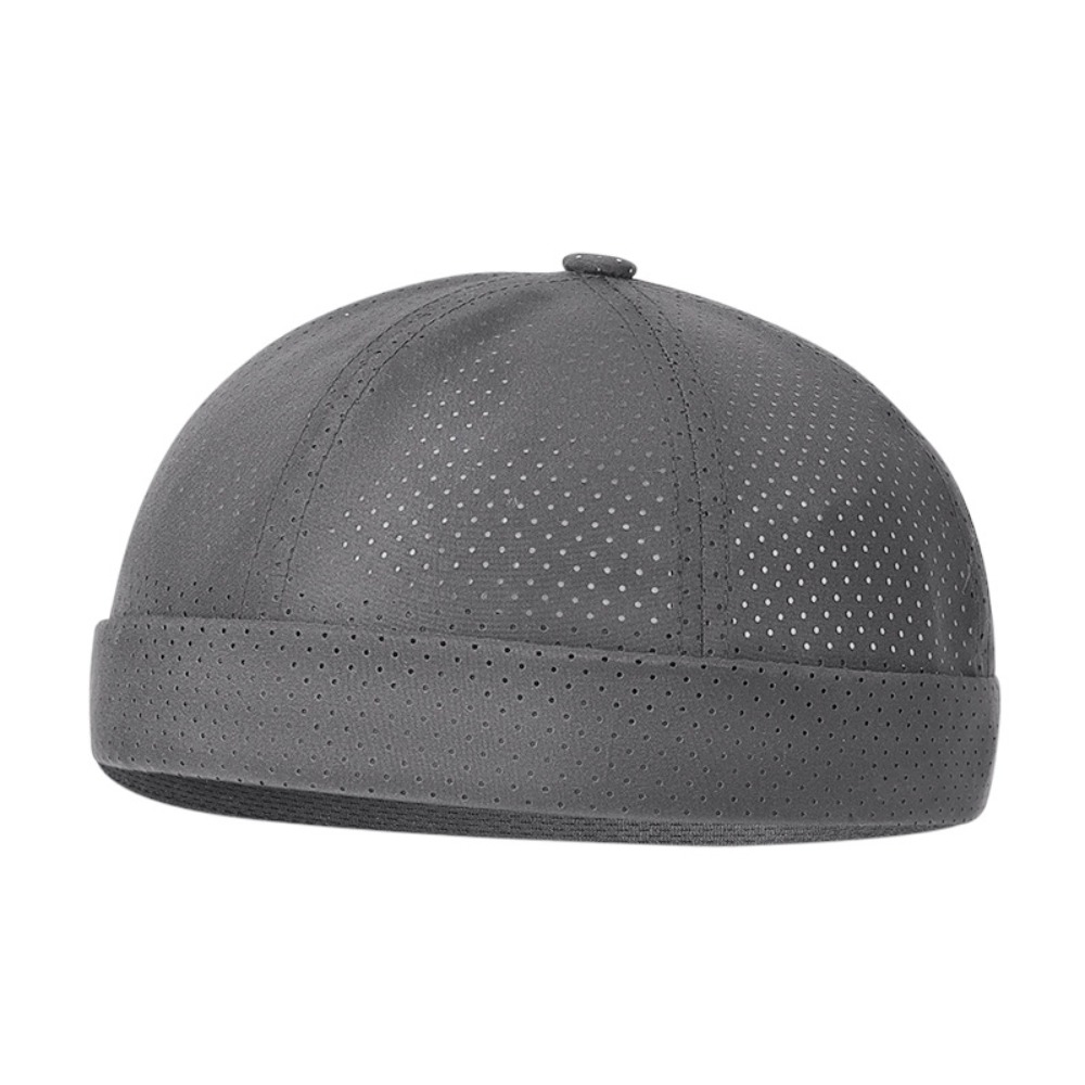 Retro Brimless Docker Cap Quick Drying Adjustable Landlord Hat Solid Color Breathable Skullcap Unisex