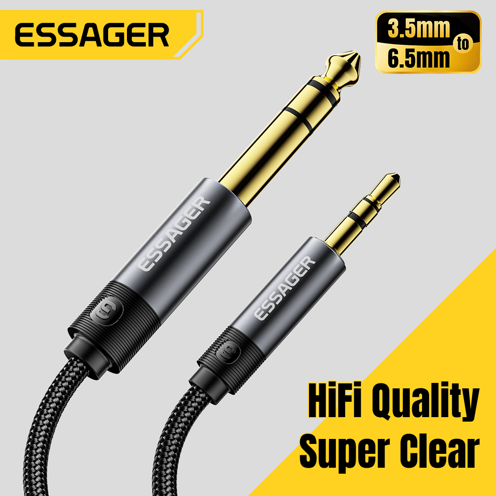 Essager 3.5mm To 6.5mm Audio Jack Cable For Computer Laptop Headsets Sound Card Cellphone DVD Amplifier Male To Male Audio Cable