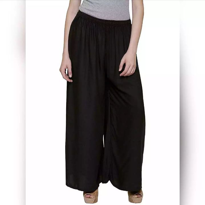 Plain Linen Plazo for Women Women's High Waist Wide Leg Pants Loose Fit Comfortable Casual Trousers