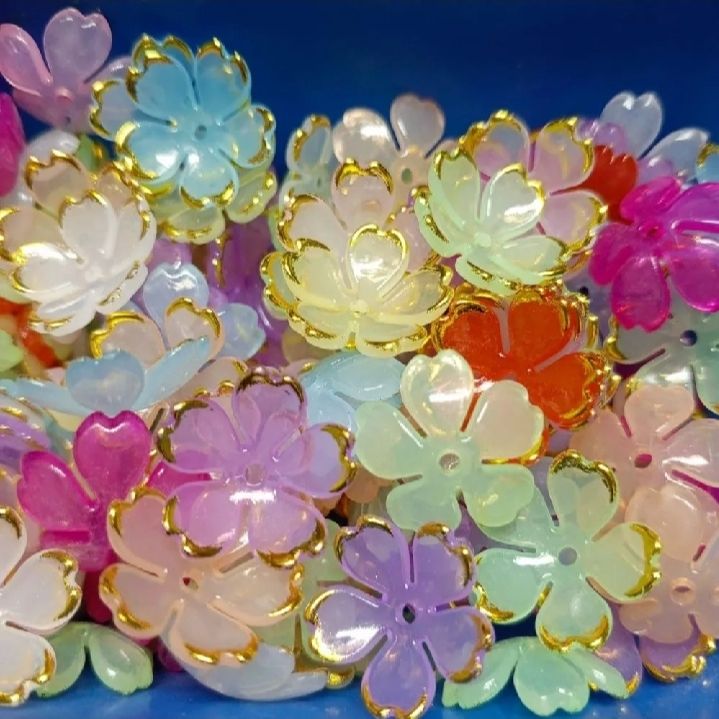 20/50/100 Pcs ABS Round Flowers - Imitation Pearl Beads For DIY Jewellery Making