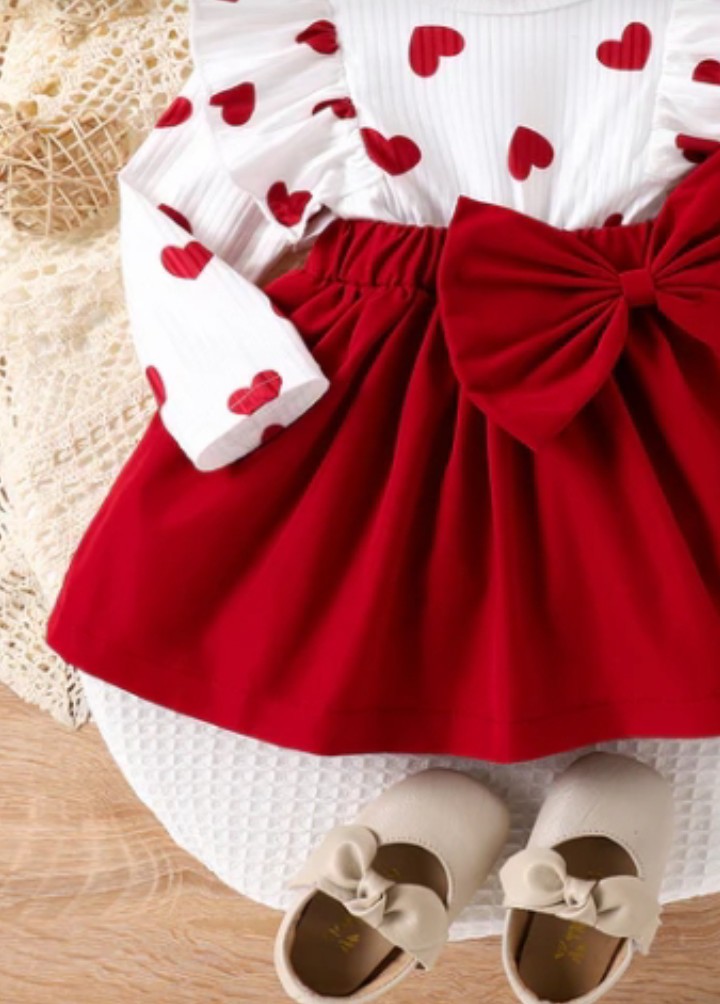 Winter baby girl heart ❤️ print dress full sleeves