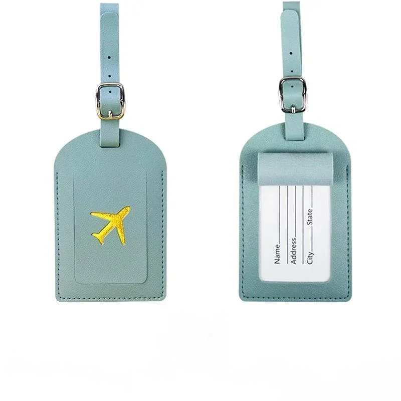 Suitcase Address Label Luggage Boarding Case Stamped Leather Business Luggage Tag Label Name ID Address Clip Travel Accessories