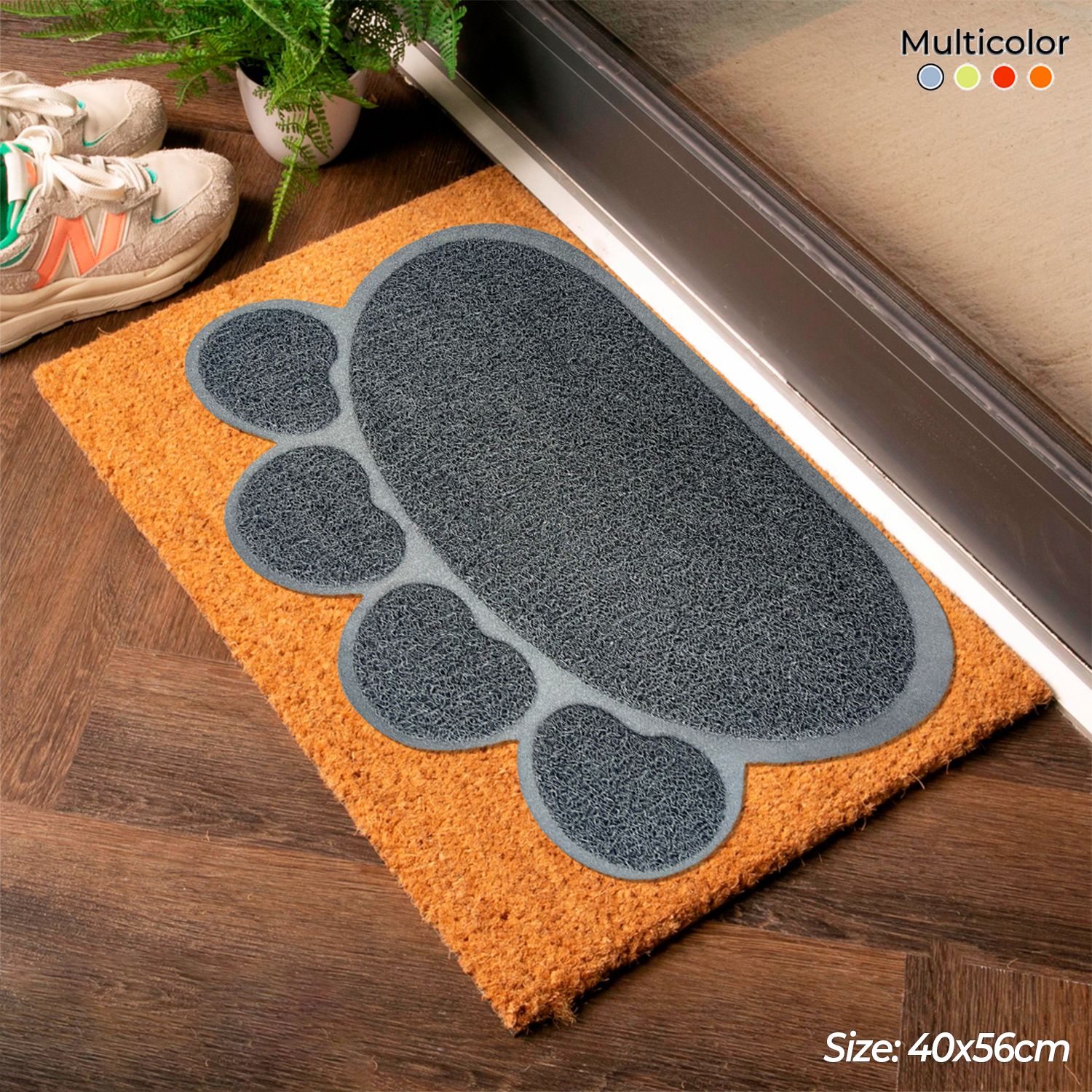 Large Size PVC Anti-Slip Coil Bear Foot Shape Door Mat for Home Bathroom Soft Comfortable Quick Dry Non-Slip Shower Bathtub Mat Easy to Clean Medium Size Indoor Matshower Loofah Matwet Area Floor Mat (Size: 40x56cm)