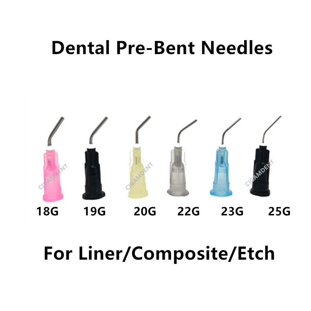 AZDENT Dental Irrigation Pre-Bent Needle Tips – For Composite Resin & Acid Syringe