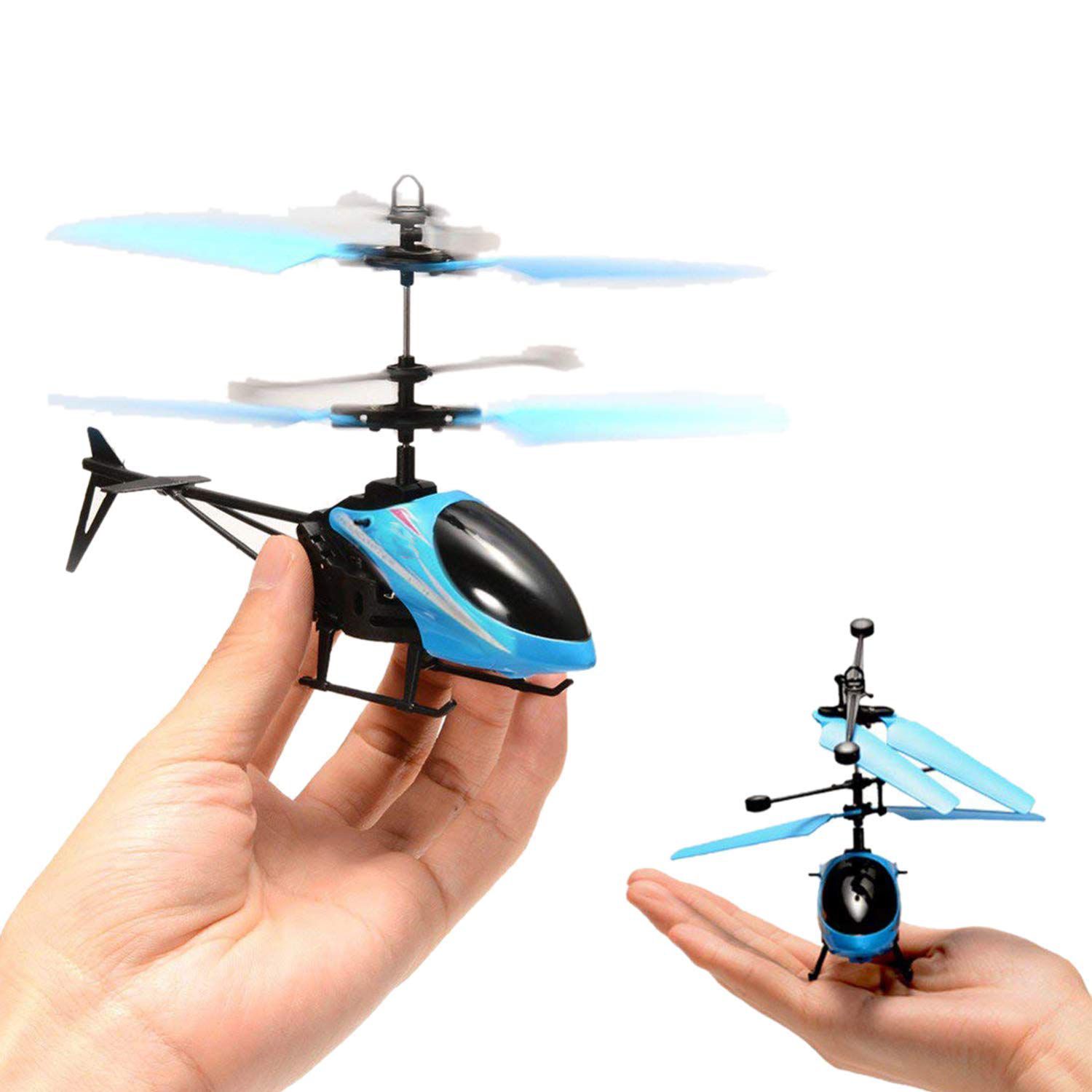 Helicopter with Radio Remote Control and Hand Sensor Charging Helicopter 2 in 1 Toys with 3D Light Toys for Boys Kids (Indoor & Outdoor Flying)(Multicolour)