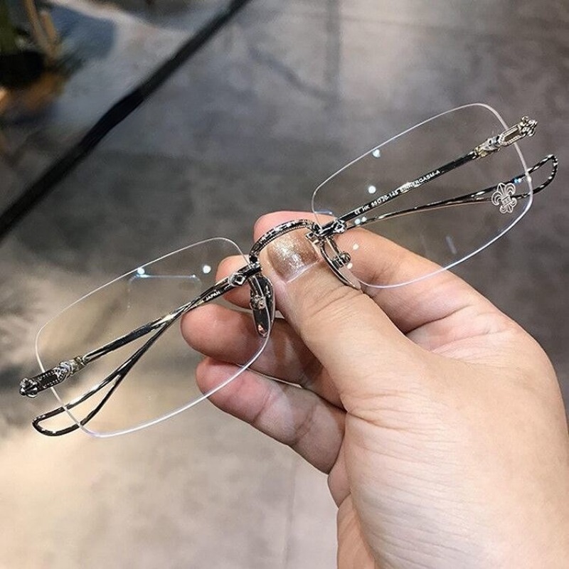 Photochromic Anti Radiation Frameless Glasses For Women Men Rimless Transition Rectangle Eyeglasses