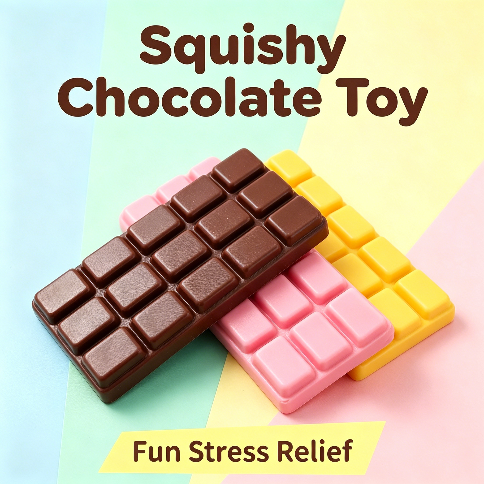 Simulation Chocolate Bar Squishy Toy Slow Rising Fidget Toy Stress Relief ASMR Decompression Anti Anxiety Desktop Prank 