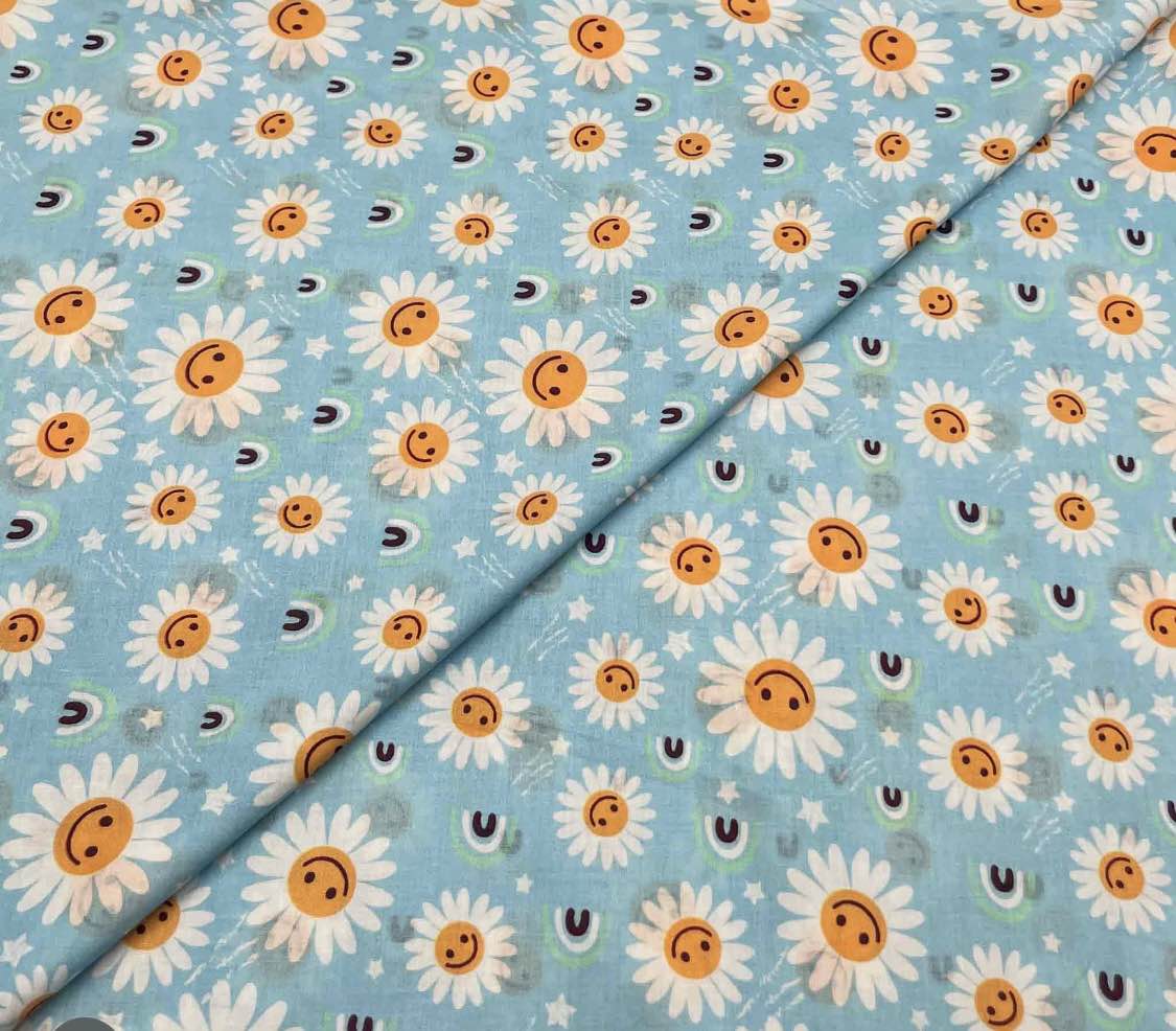 Unstitched Funky and Colorful Lawn Prints Fabric For Kids 1.5 meter