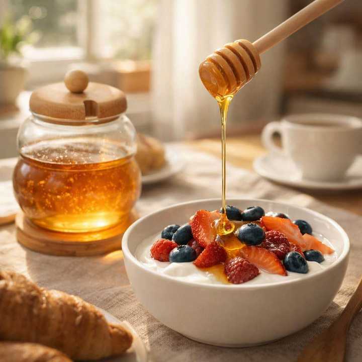 Glass Honey Jar with Wooden Dipper Stick | Honey Storage Jar with Lid | Transparent Honey Dispenser Container | Kitchen Serving Jar
