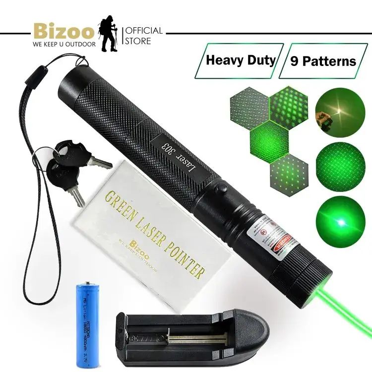 Green LASER LIGHT, Green Laser Pointer With Rechargeable Battery, Charger and Lock Key for teaching, astronomy, pets training, tour guide, classroom and business presentations, outdoor activities, travel