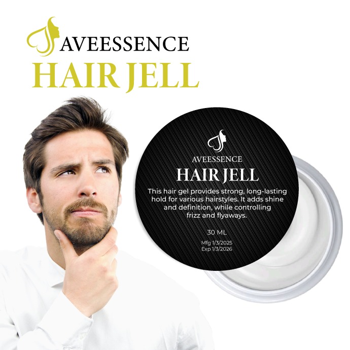 Hair Styling Jell | Strong Hold Long-Lasting Shine & Nourishing Formula for Frizz Control Texture & All-Day Hairstyling