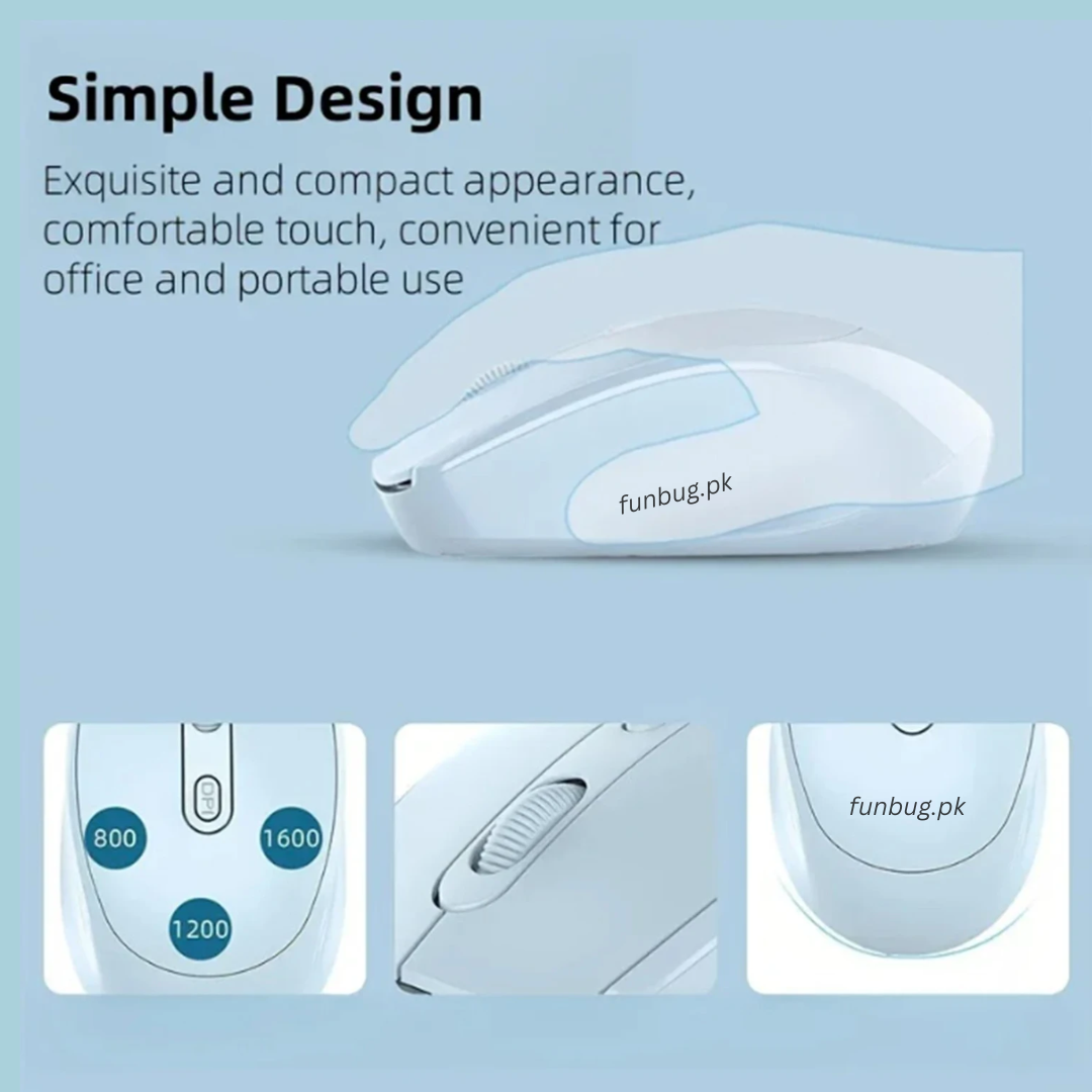 【Premium】 Rechargeable Dual Mode Wireless Mouse (Bluetooth + 2.4G) for Laptop, PC, Smart TV Gaming & Office ~ Ergonomic Lightweight Design Mice with Silent Click Buttons & 1600 DPI Control | FunBug