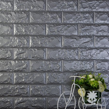 3D Brick Wall Stickers – PE Foam High Self-Adhesive Peel & Stick Wallpaper Panels | 3D Art Wall Brick Room Decor for TV Wall, Sofa Background, Bedroom & Living Room | Easy Install, Waterproof & Noise-Reducing Wall Panels (Deep Grey, 70 x 77 CM)