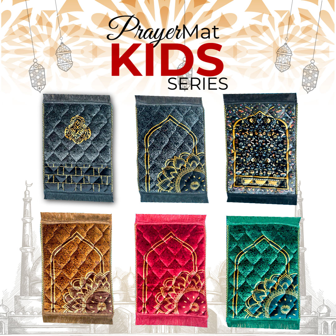 abu Muhammad- Soft Velvet Kids Prayer Mat Children Prayer Rug Janamaz / Prayer Mat For Kids Jai Namaz Size ( 40 x 60 ) CM