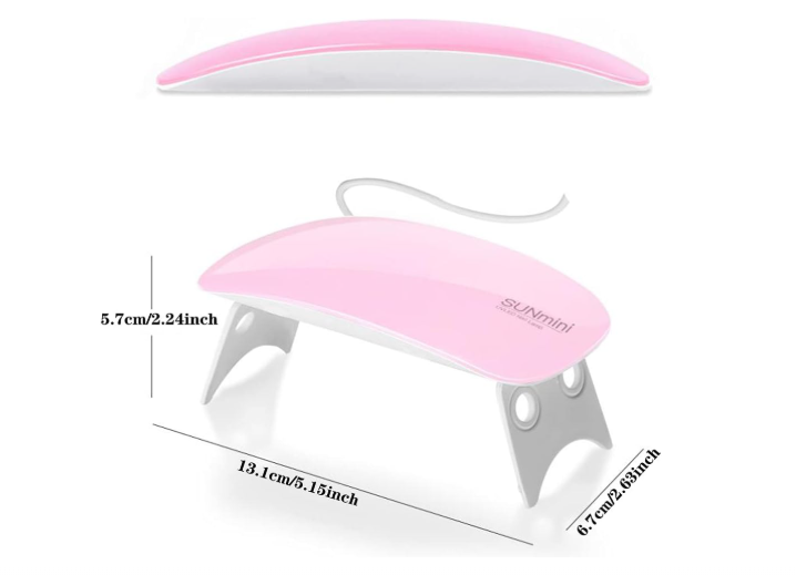 "SUN Mini UV LED Nail Lamp for Gel Polish Drying - Portable Manicure Machine with Sunlight Technology, Not Glaring, Not Black Hand, 6W Power Nail Dryer for Home & Salon Use, Quick Curing Light"