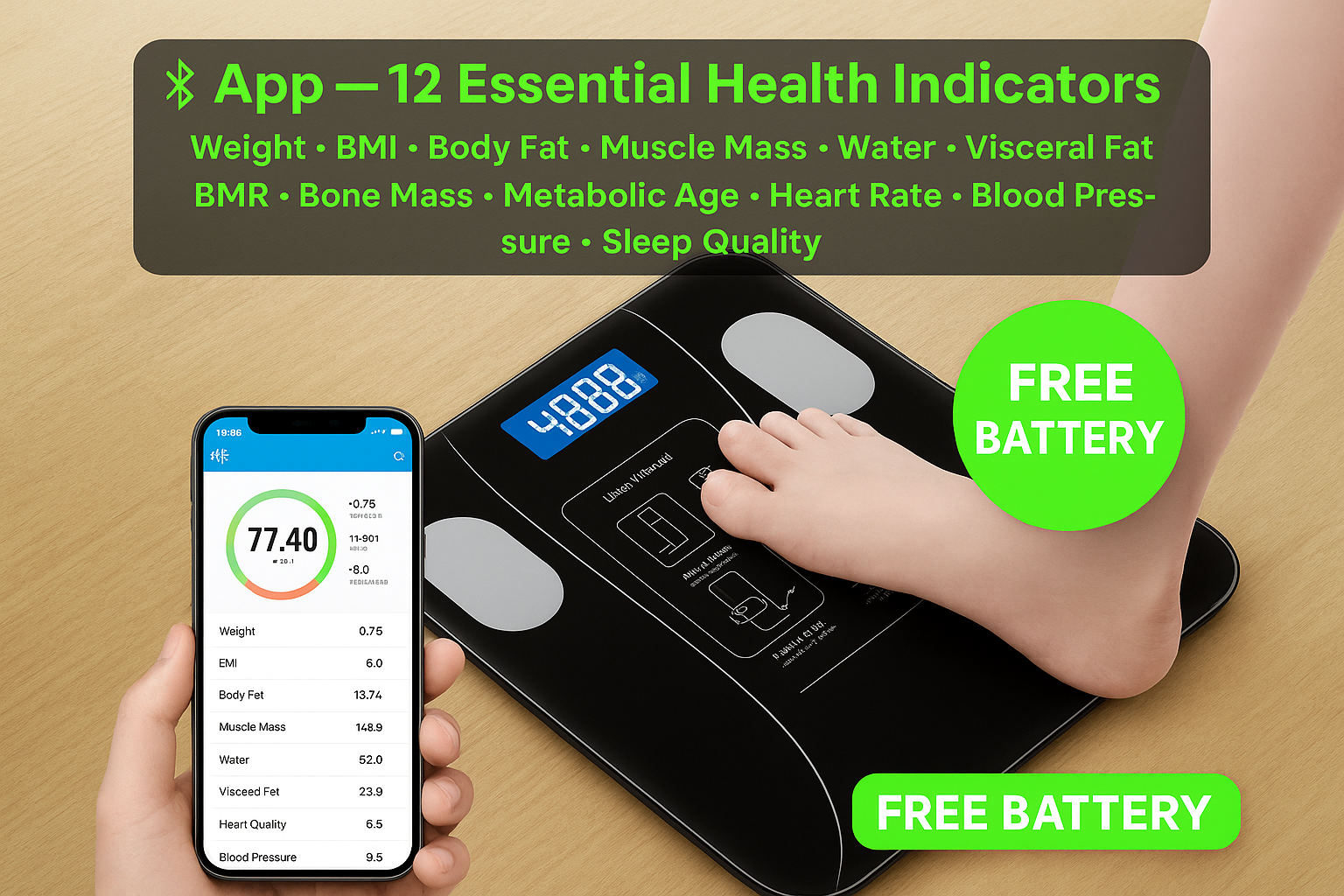 Original Smart Digital Body Weight Scale 180KG  High Precision Electronic Weighing Machine  Smart Bluetooth Body Scale  Tempered Glass  Accurate Weight Machine