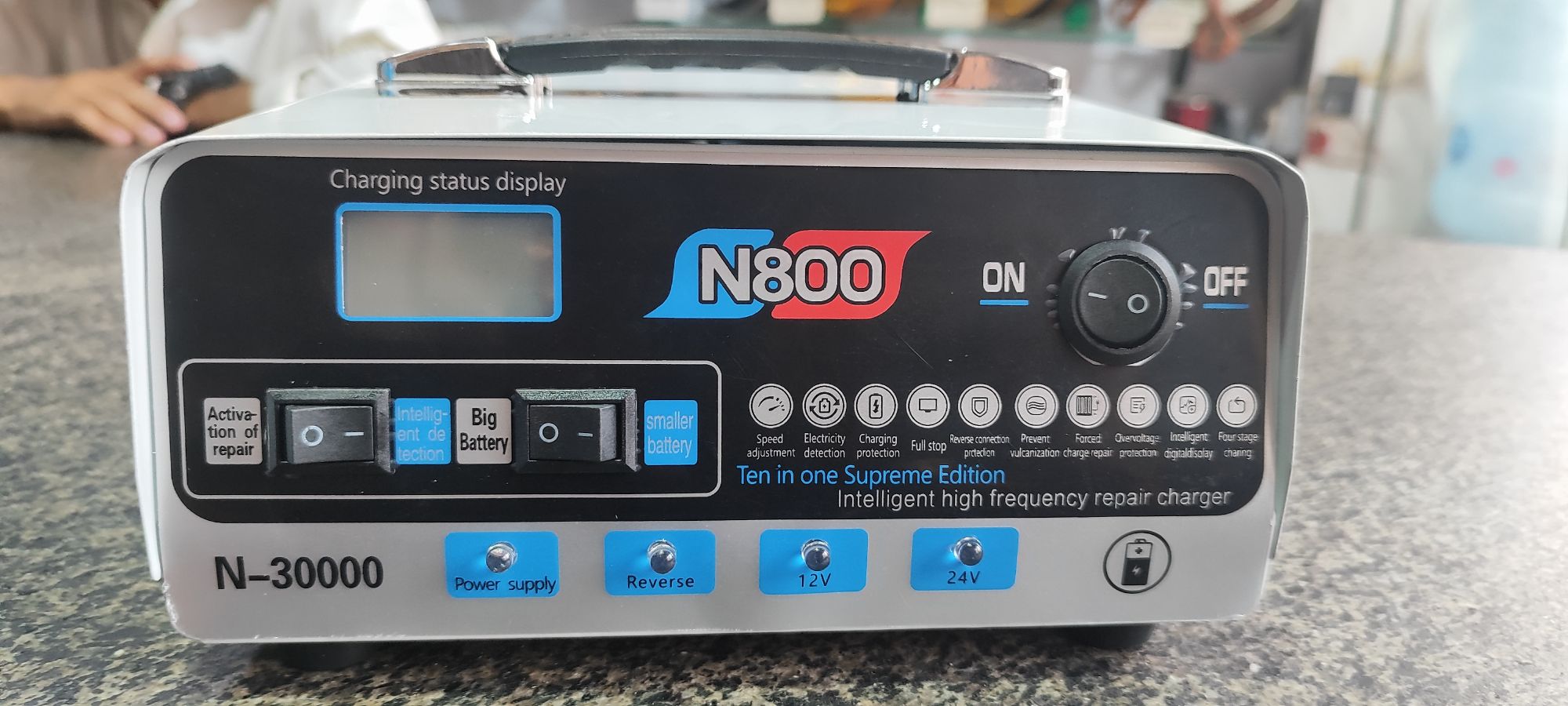 N800 30A Intelligent Battery Charger & Power Supply | 12V/24V Automatic Smart Charger | LCD Display | Pulse Repair | Car, Truck & Solar Battery Charger | Model N-30000