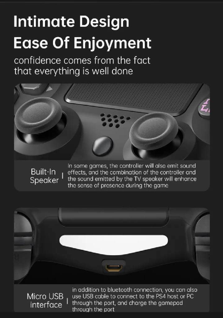 【Premium】 DualShock 4 Wireless PS4 Controller ~ Bluetooth PlayStation 4 Controller ~ JoyStick JoyPad GamePad Remote Gaming Controller for PS4, PC, Laptop, Computer, Mobile, Android TV Box, Windows 7/8/10/11 XP & Vista, Android