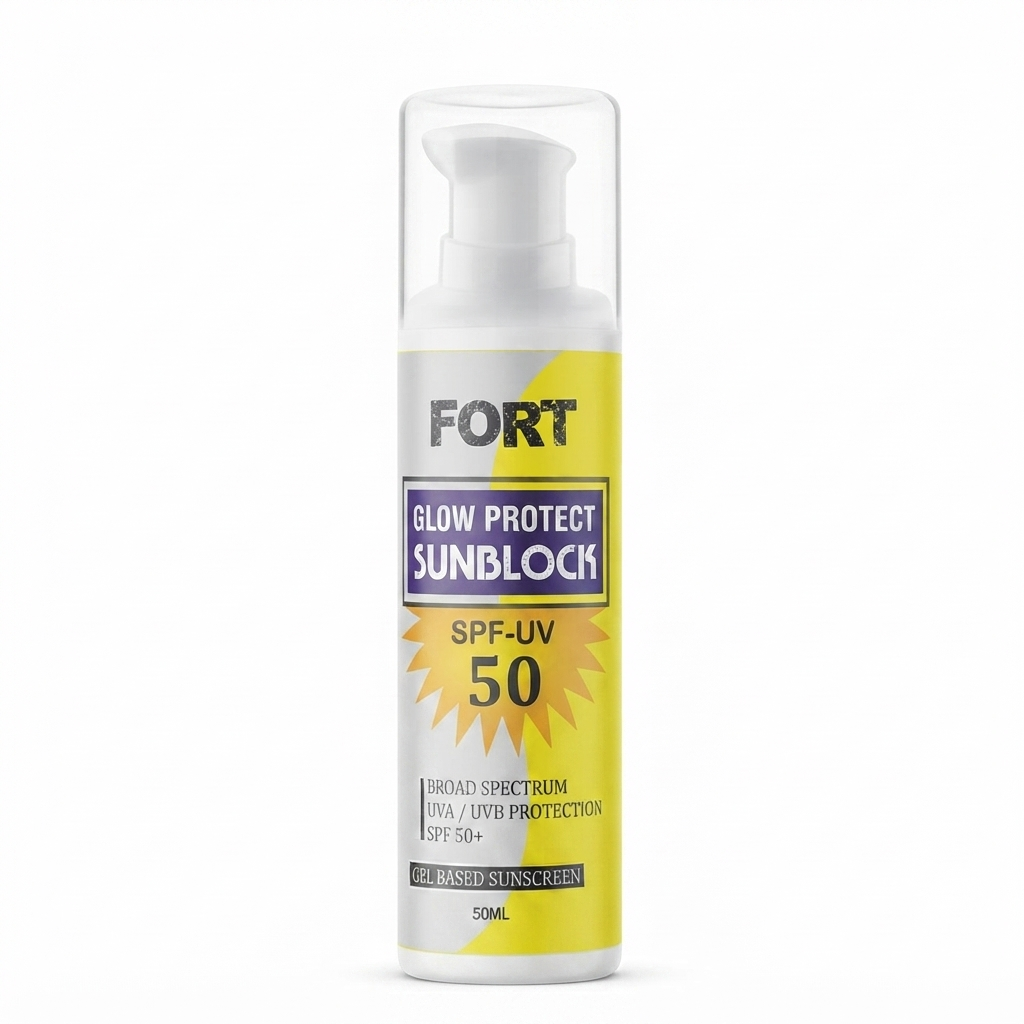 FORT SPF50+ Gel Sunscreen 50ml | Broad Spectrum UVA UVB Protection | Lightweight Non Greasy Formula | Hydrating Daily Sun Protection for All Skin Types