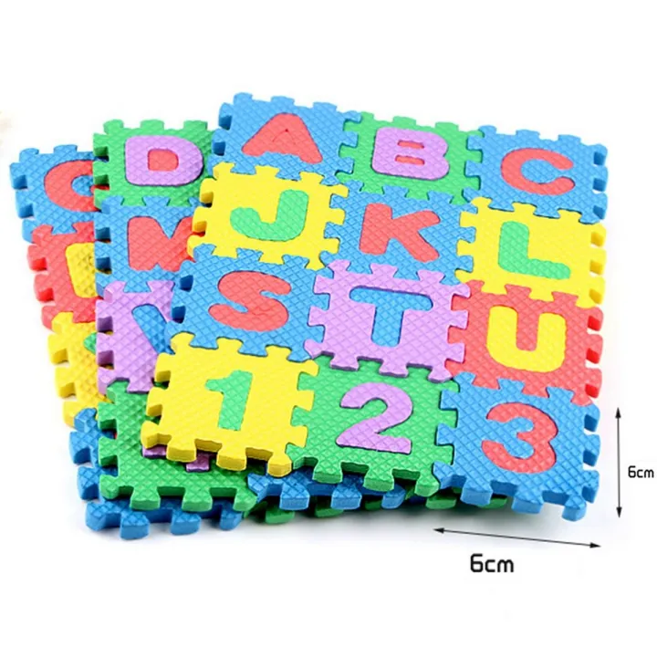 ABC Toy Block Mat Alphabets and Numbers Early Learning Toy Play Foam Puzzle Mat for Kids 36 Pieces 6cm x 6cm