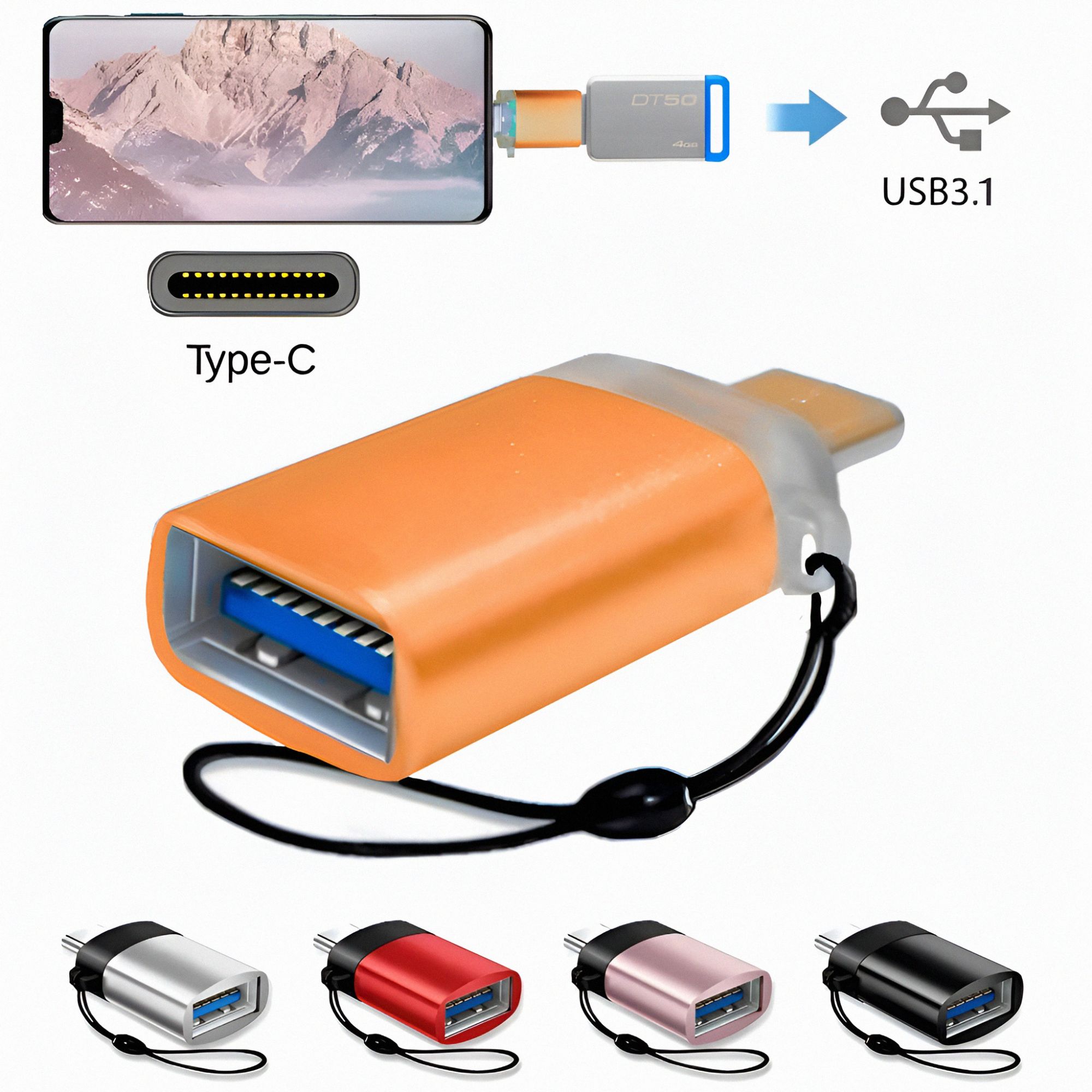 Type C OTG 3.1 With Led Indication Adapter Aluminum Metal Frame body