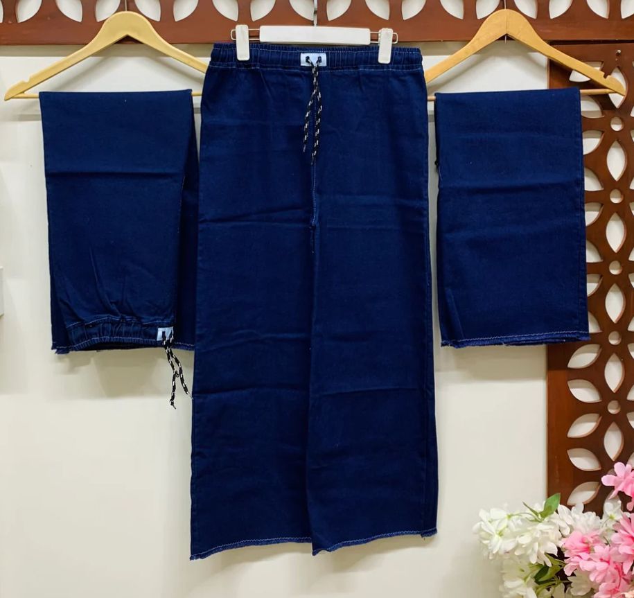 Women's Baggy Pants Dori Elastic Waist Rough Bottom Style Jean Pants Trousers Wide Legs
