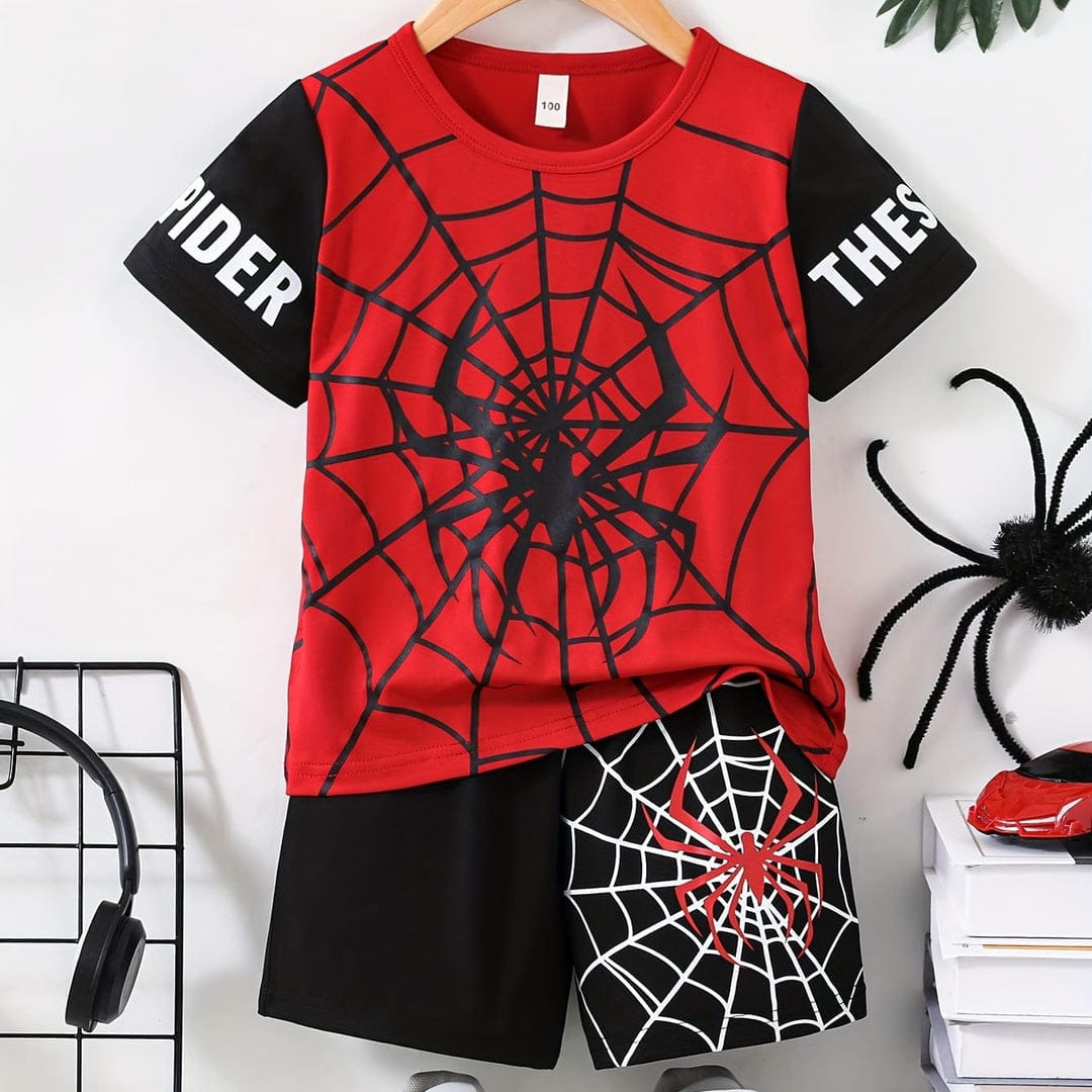 Black Spider man printed with shorts