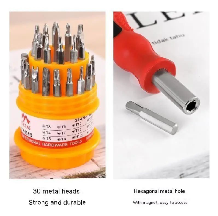 31 in 1 Repair Tools Kit for Tablet PC Cameras Watches Glasses Laptop | Screw Driver Bit Set | Precision Torx Driver set | Electronic Precise Manual ScrewDriver Tool Set | Mini Disassembly Mobile Phone Opening Tool | CRV BITS Holder