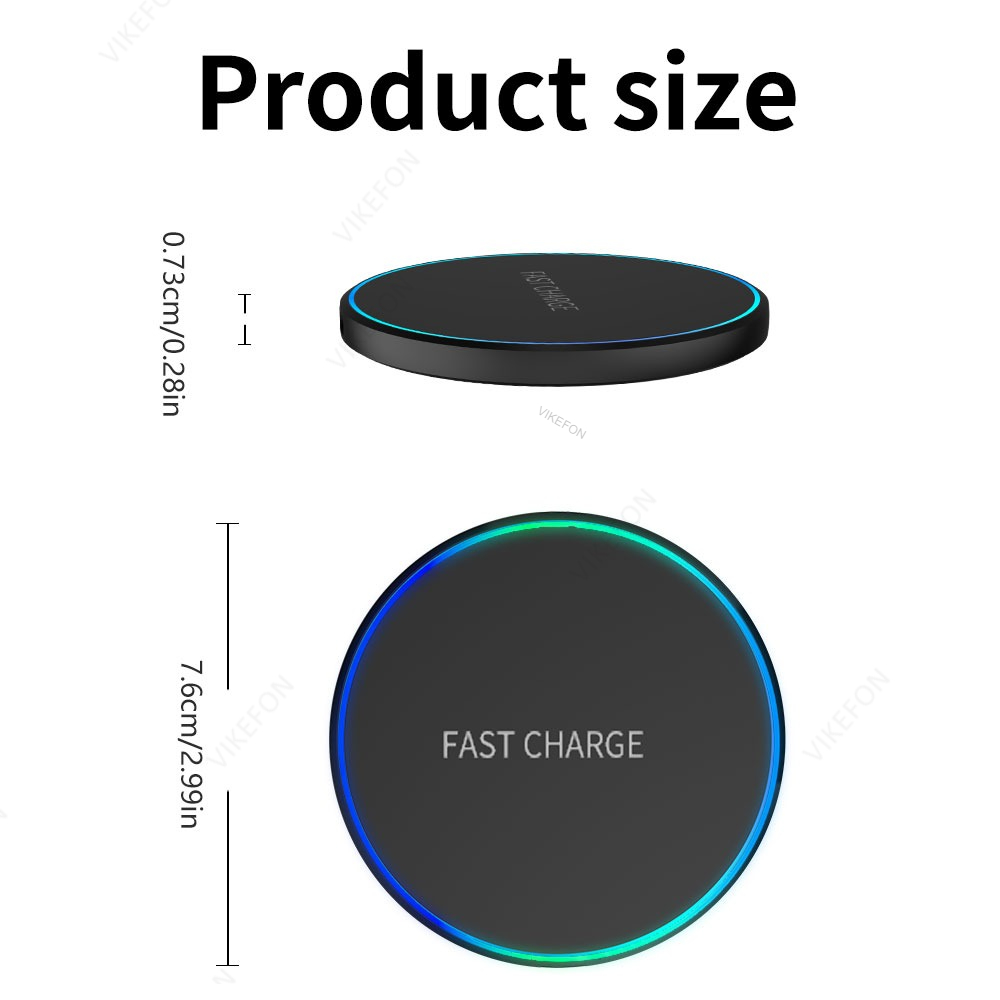 Mini Fast Wireless Charger Pad For iPhone 17 16 15 14 13 11 Pro Max Induction LED Light Charging Station For