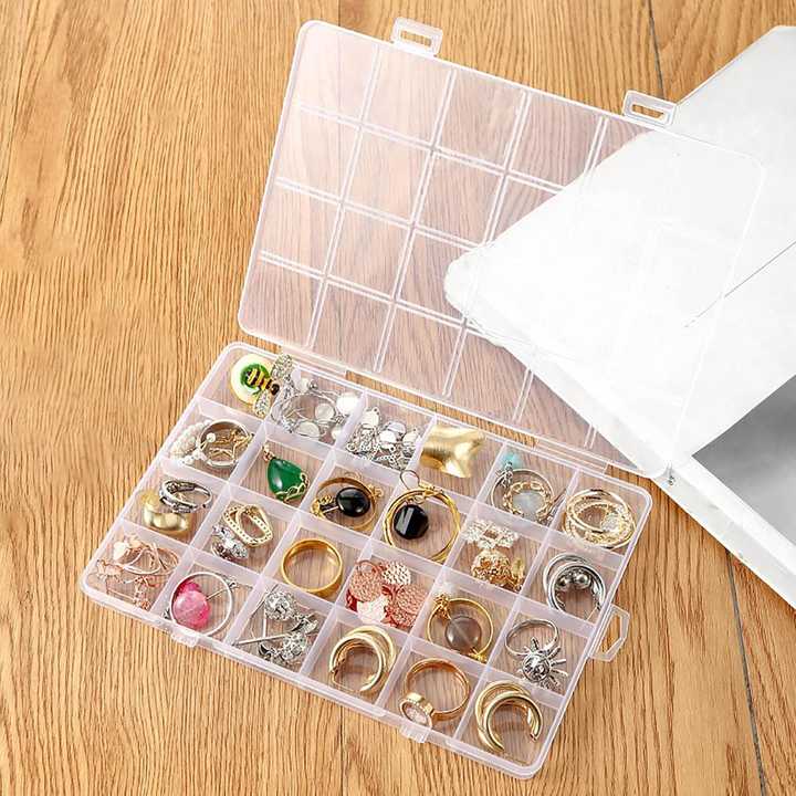 24 Partition Organizer | Multi Compartment Storage Box | Makeup & Jewellery Organizer | Small Items Storage Box