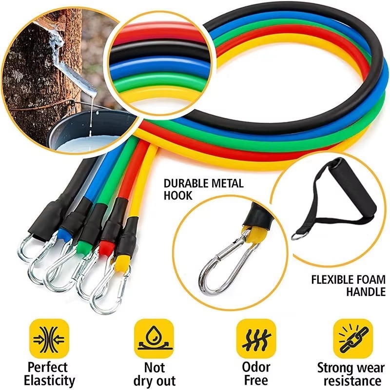 11 Pcs Power Resistance Band Set for Workout & Exercise | Resistance Bands for Men & Women | Resistance Band for Pull Up | Fitness Resistance Bands Set for Home Gym | Latex Exercise Bands for Full Body Training