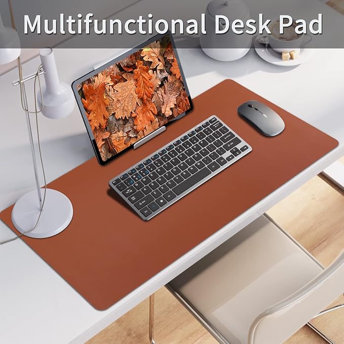 Premium PU Leather Desk Pad (24"x12") PU Leather Mouse Pad Waterproof and Stain Resistant Table Mat Non-Slip PU Leather Mat for Office and Home Durable Laptop Desk Pad Stylish PU Leather Blotter for Writing Gaming and Office Use Large Size Desk Mat