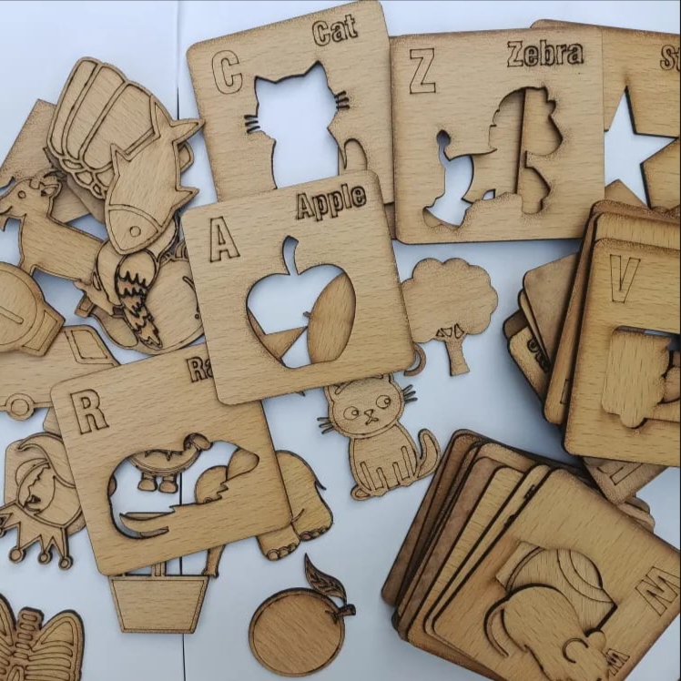 Kids wooden educational drawing stencils English alphabet/Urdu haroof-e-tahaji/mathematics/maths/shapes/ learning puzzle toys complete set