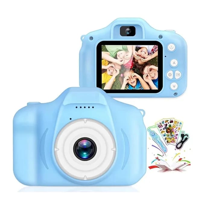 Kids Digital Camera with HD Display & Fun Stickers – Cute Blue Mini Camera for Children 📸