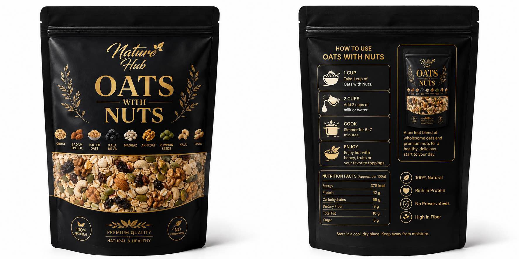 Premium Oats with Mixed Nuts | Healthy Breakfast | High Fiber | Protein Rich | 250g