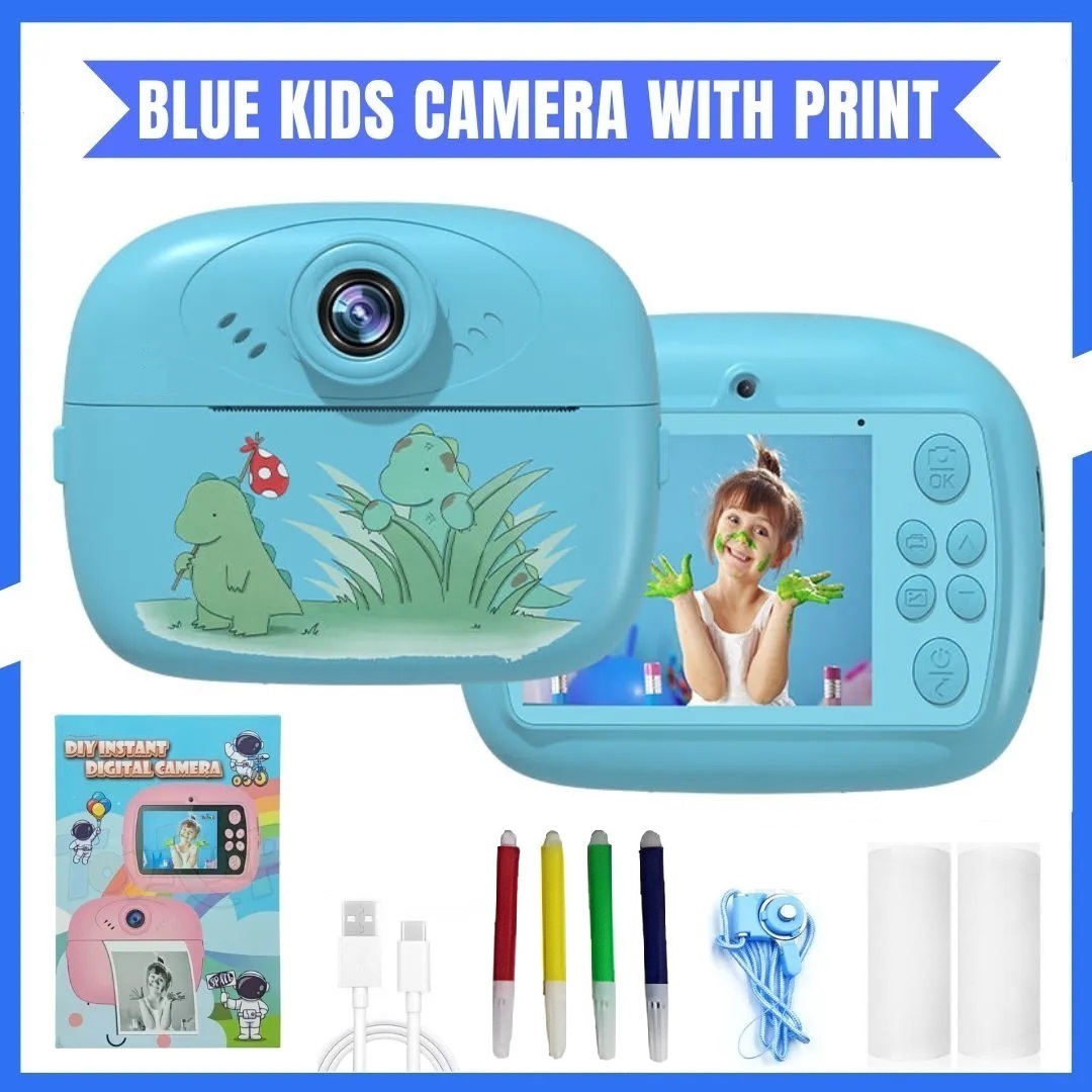 Smart Digital Dual Lens Instant Print Camera for Kids | 1080P Video Recorder & Selfie Camera with Thermal Printer | 2.4" IPS Screen | Mini Portable Camera with Games | Birthday Gift for Girls & Boys | Children’s Digital Camera Toy