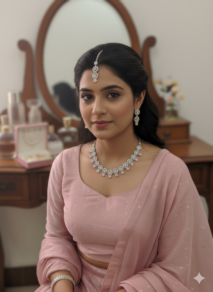 Trending Decent Zarcon Jewelry Set for Girls – Elegant Necklace & Earrings Combo