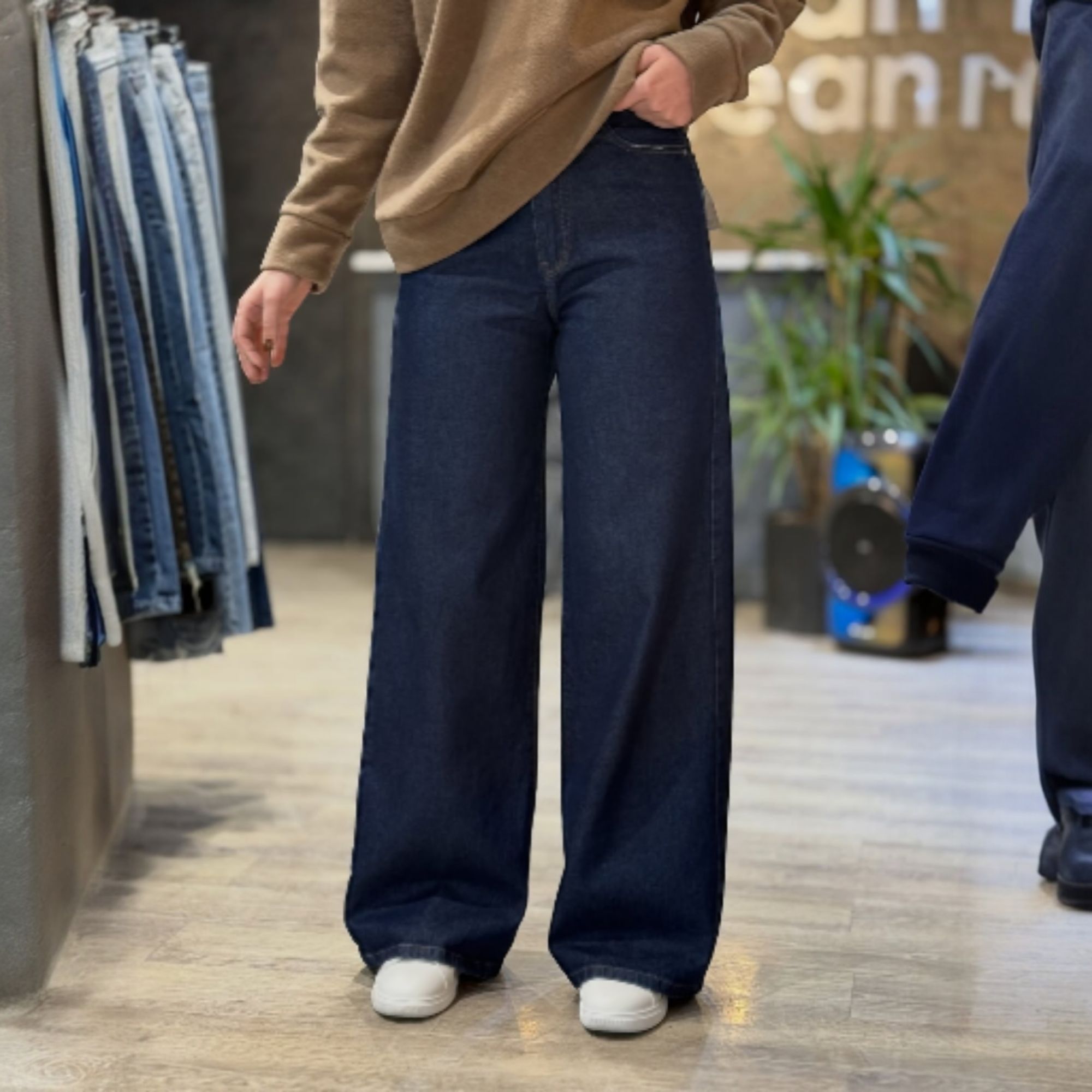 Premium Dark Blue Wide Leg Jeans for Girls and Women - High Waist Loose Fit Denim Pants - Trendy Baggy Style Trousers for Girls and Women