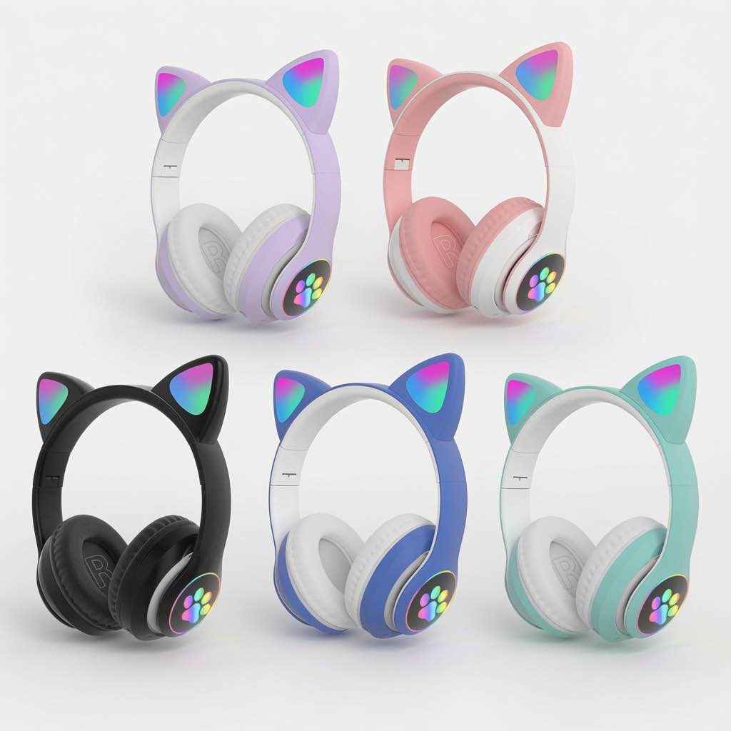 STN-28 Cat Wireless Headphones Bluetooth Over-Ear Headset with Cute Cat Ears