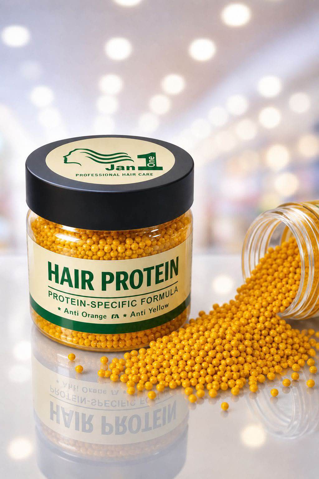 Jan One Hair Protein Balls Anti Orange Anti Yellow Hair Protein Beads – Professional Hair Care Formula 100g