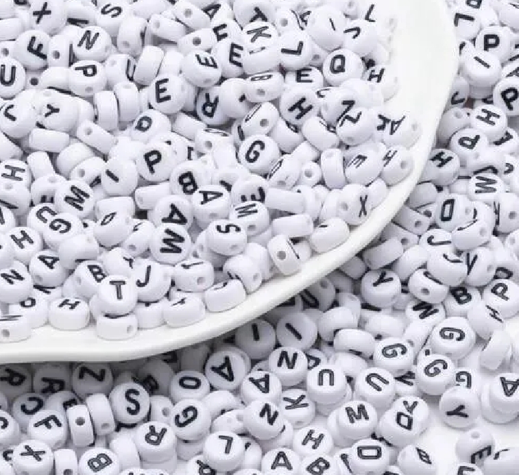 100 Pieces | Mixed White Round Alphabets Beads | Used in Making DIY Jewelry and Accessories beads for jewelry bracelets making A01