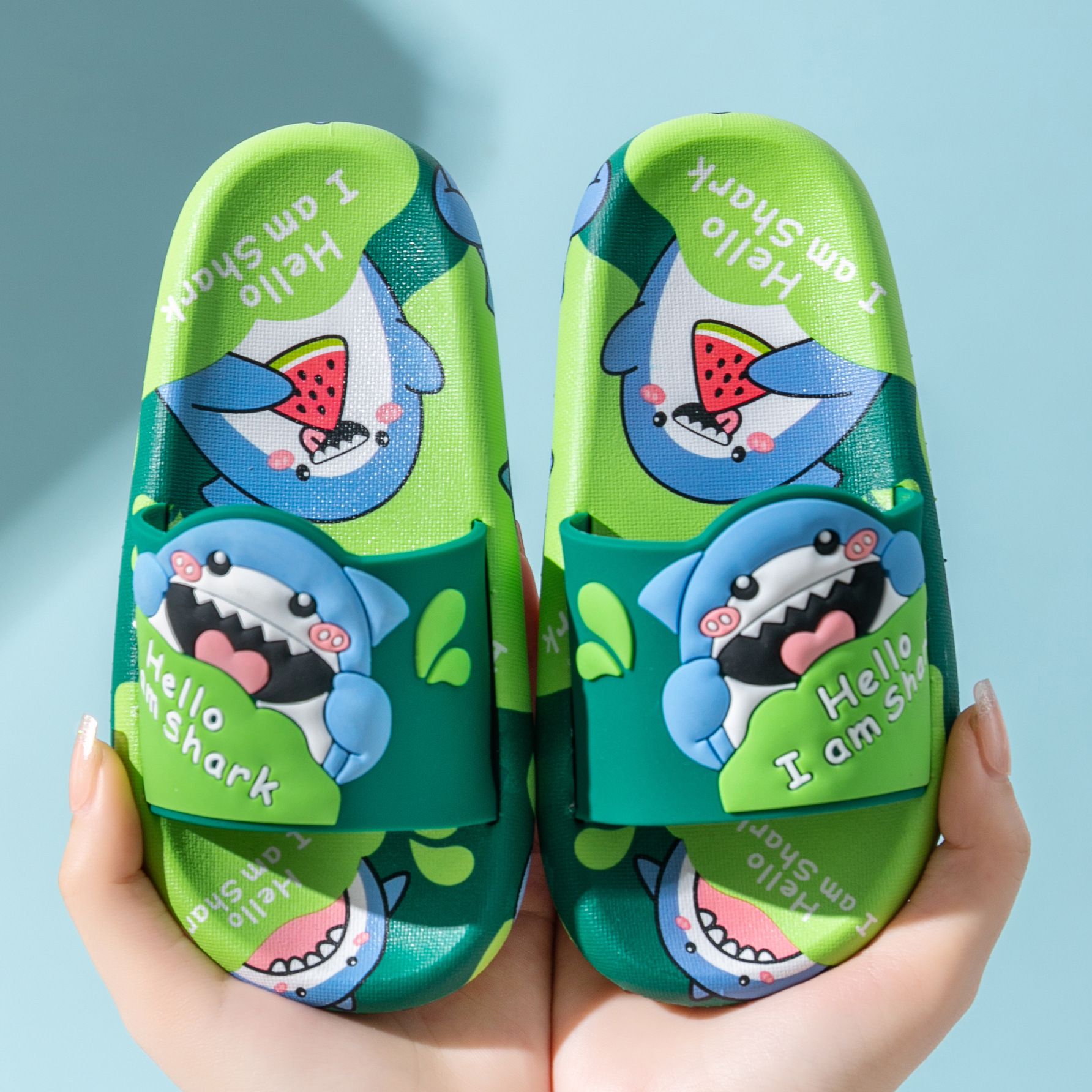 New 3D Cartoon baby shark children's slippers summer boys and girls bathing indoorNon-slip soft sole no-smell sandals