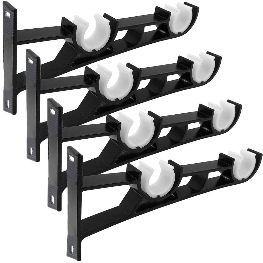 Aluminium Alloy Curtain Rod Brackets Heavy Duty Black Curtain Rod Holders for Wall 7.29 Inches Durable