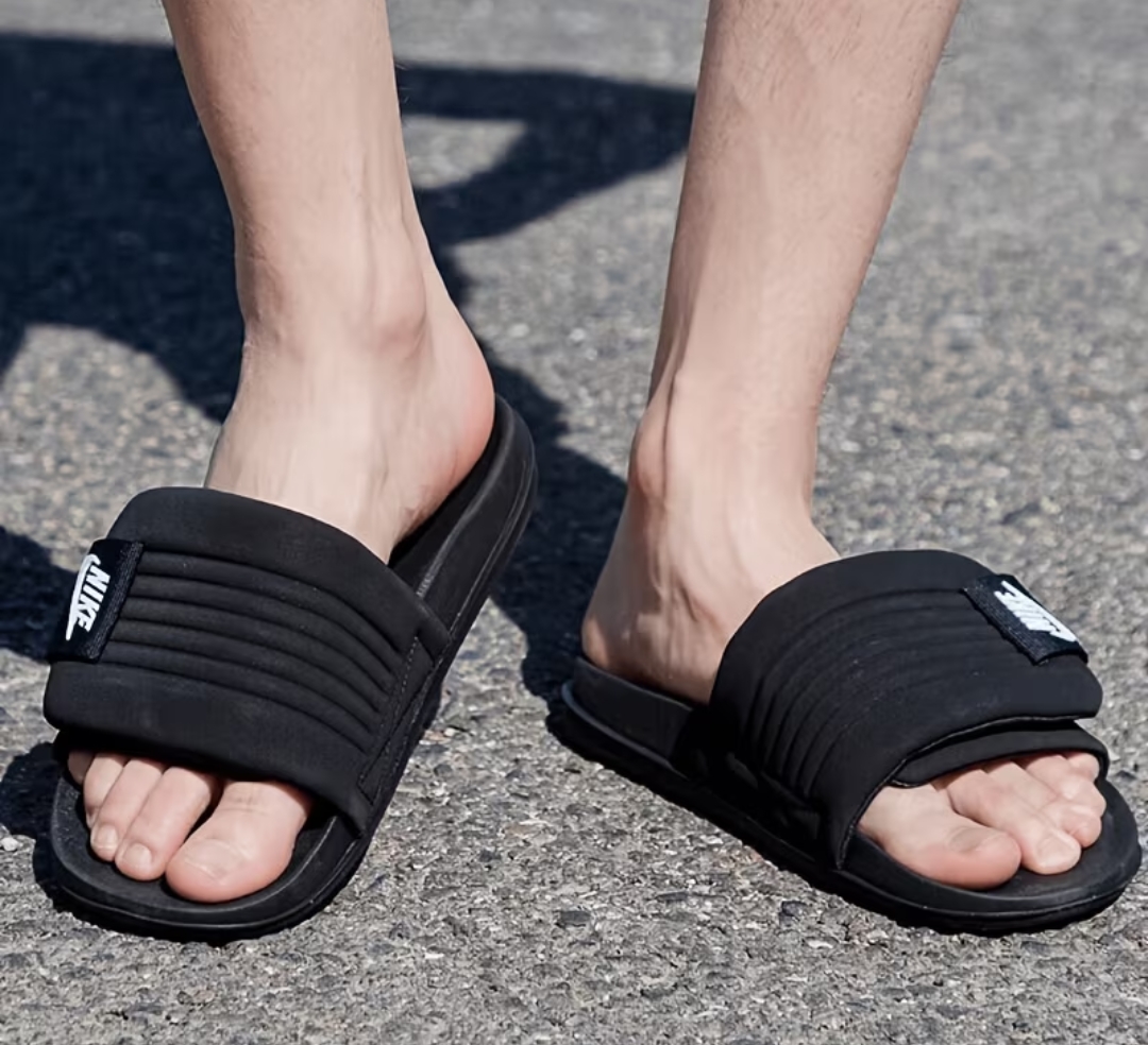 Men's Premium EVA Slides Slippers  Soft Comfortable Bathroom & Casual Sandals  Anti-Slip Lightweight Indoor Outdoor Chappal  Black, Deep Black